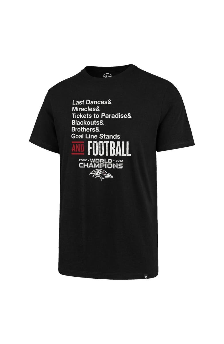 '47 Men's '47 Black Baltimore Ravens Super Bowl XLVII Championship Reunion T-Shirt, Alternate, color,