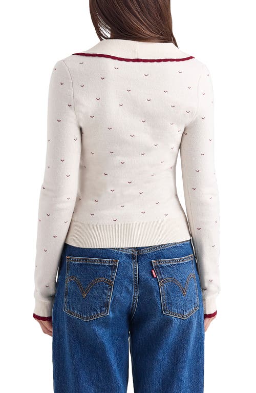 House Of Cb Of Cb Womens Ivory Marla Heart-print Knitted Cardigan In Ivory