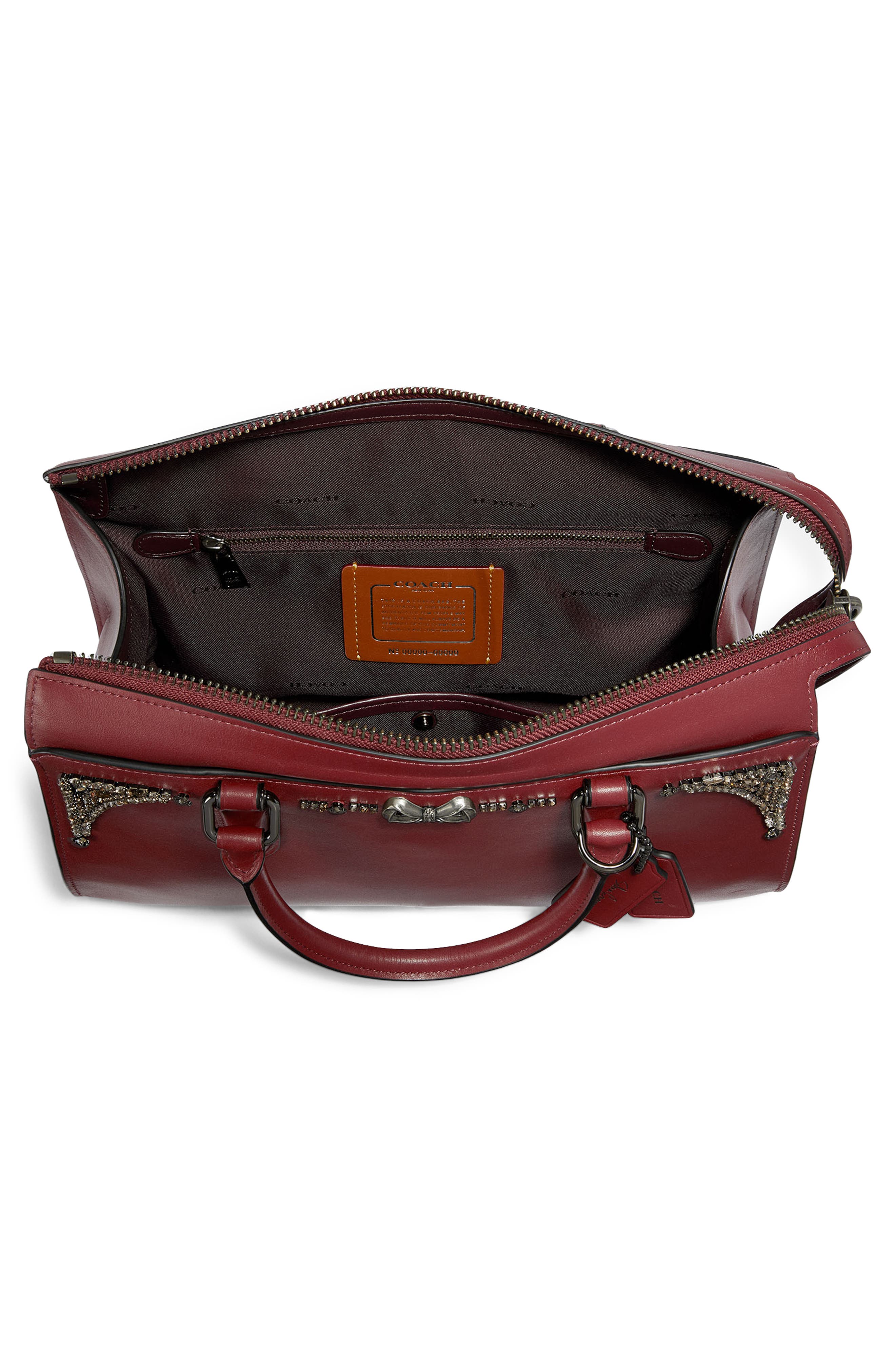 COACH x Selena Gomez Selena Bond Embellished Leather Satchel, Alternate, color, 