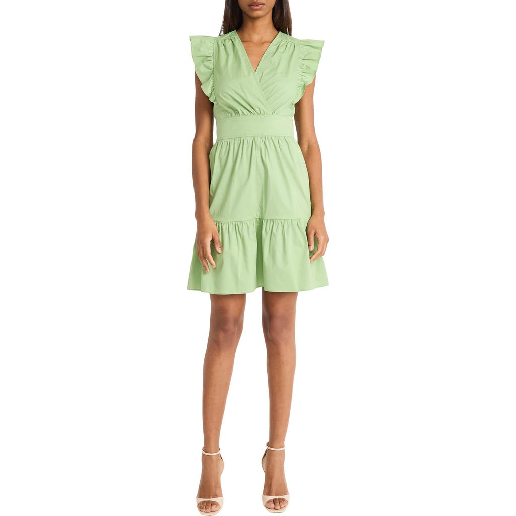 Donna Morgan Ruffle Sleeve Minidress In Fair Green