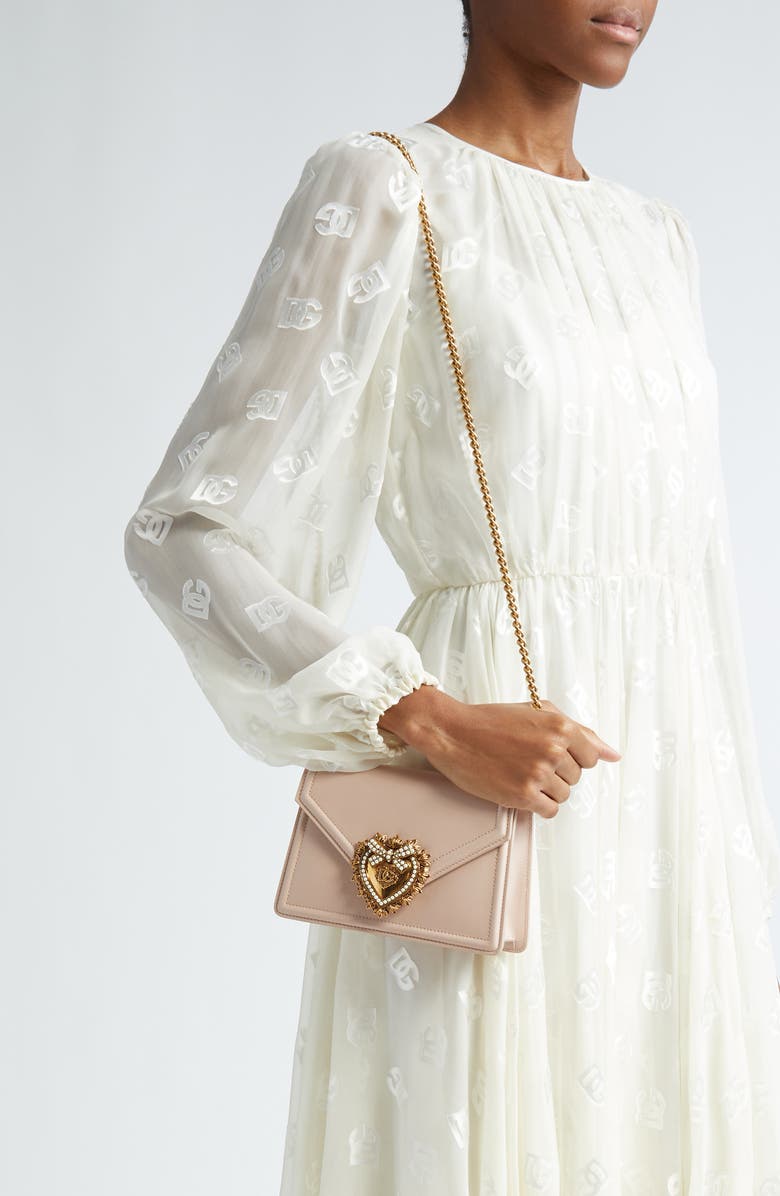 Dolce&Gabbana Mini Devotion Leather Top Handle Bag, Alternate, color, Powder Pink