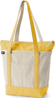 Lands' End Zip Top Long Handle Canvas Tote Bag