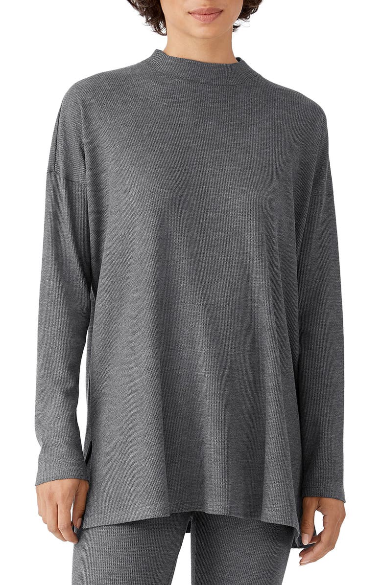 Eileen Fisher Mock Neck Long Sleeve Top, Main, color, Ash