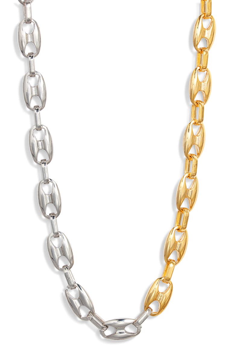 Duotone Mariner Choker Necklace, Alternate, color, GOLD/ SILVER