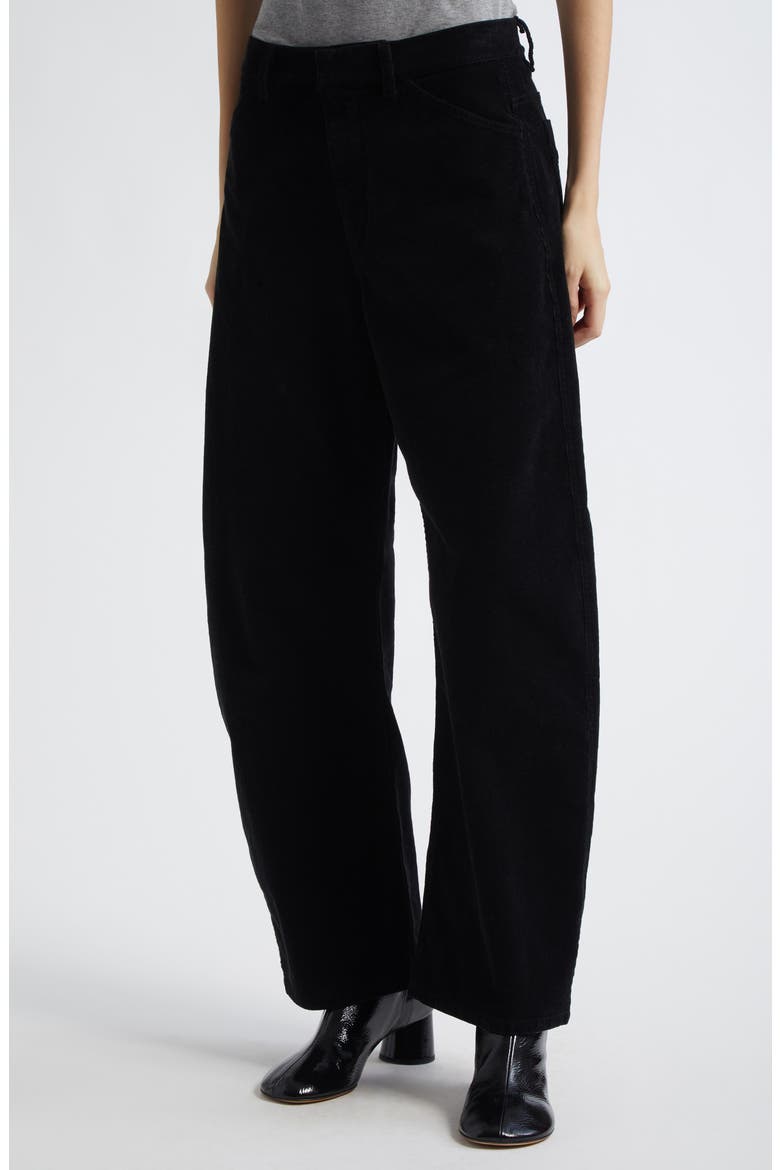 Tribeca Barrel Leg Corduroy Pants, Alternate, color, JET BLACK