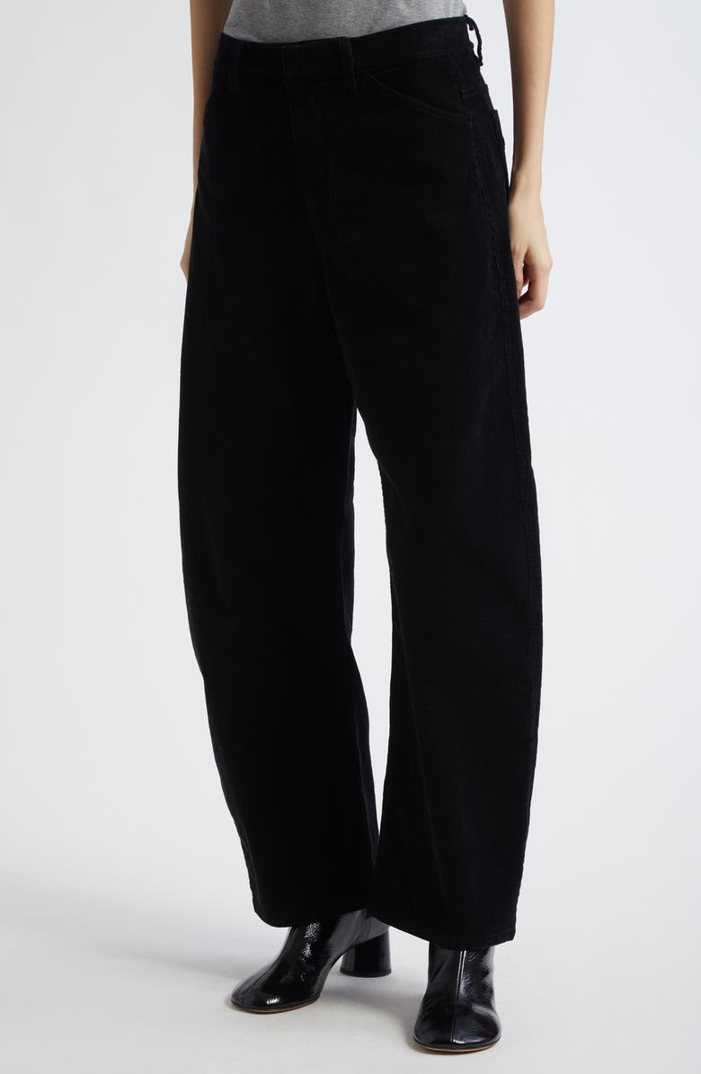 Nili Lotan Tribeca Barrel Leg Corduroy Pants, Alternate, color, Jet Black