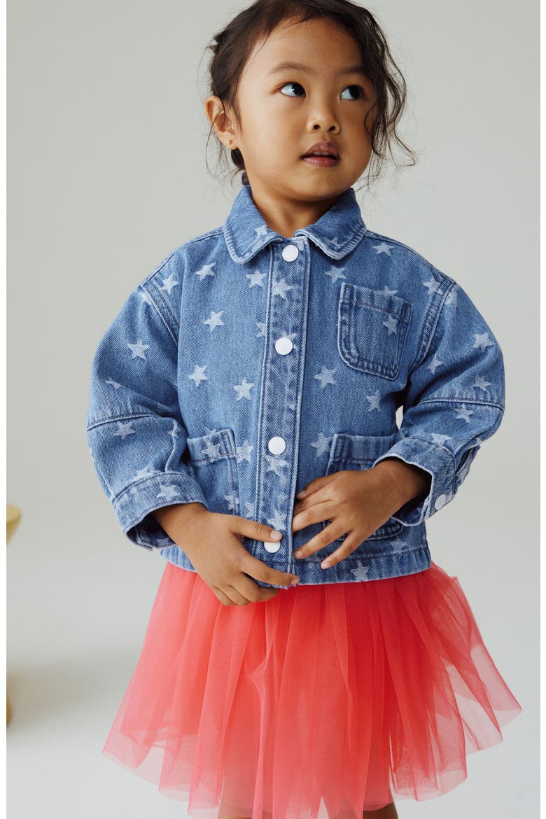 Kids' Star Print Denim Jacket, Alternate, color, BLUE