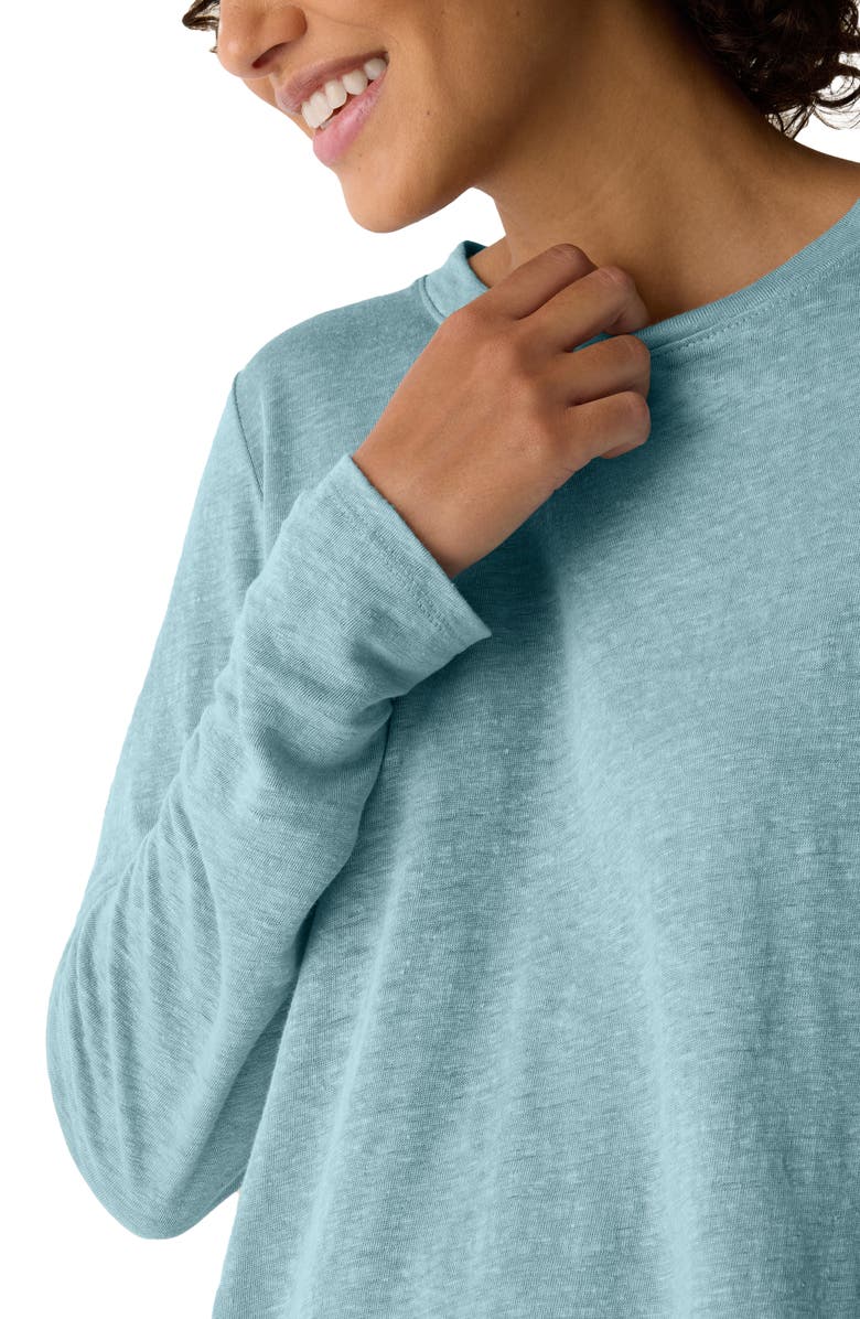 Eileen Fisher Organic Linen Long Sleeve T-Shirt, Alternate, color, Seafoam
