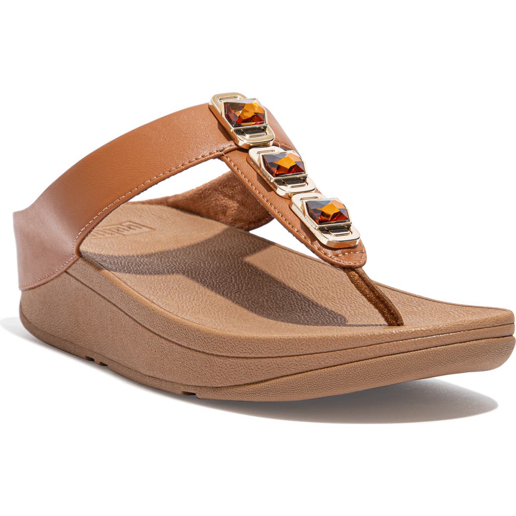 Fitflop Fino Crystal Wedge Flip Flop Sandal In Brown