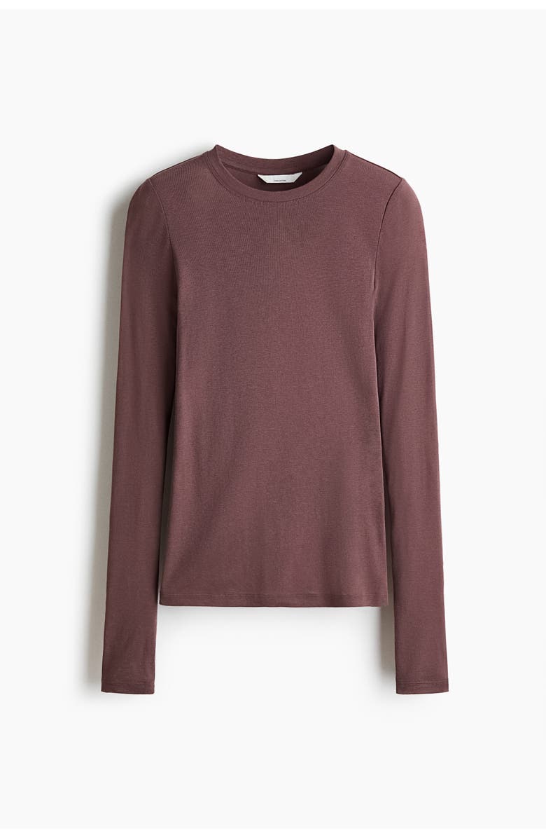 H&M Pima Cotton Jersey Top, Main, color, Dark Dusty Pink