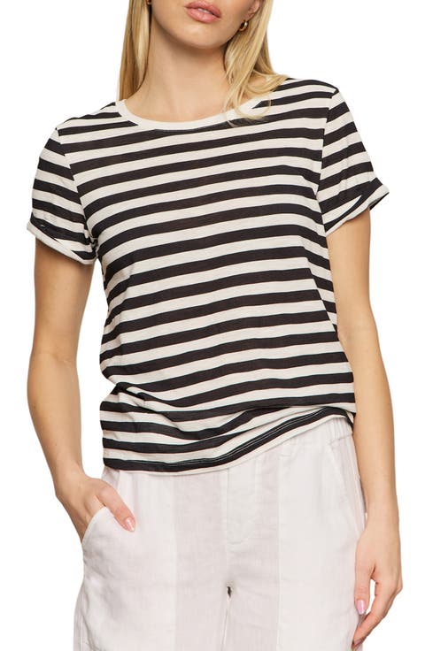 Women's Black Striped High Neck Top main image 1