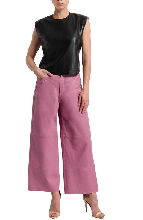 Ruby Leather Wide Leg Jeans