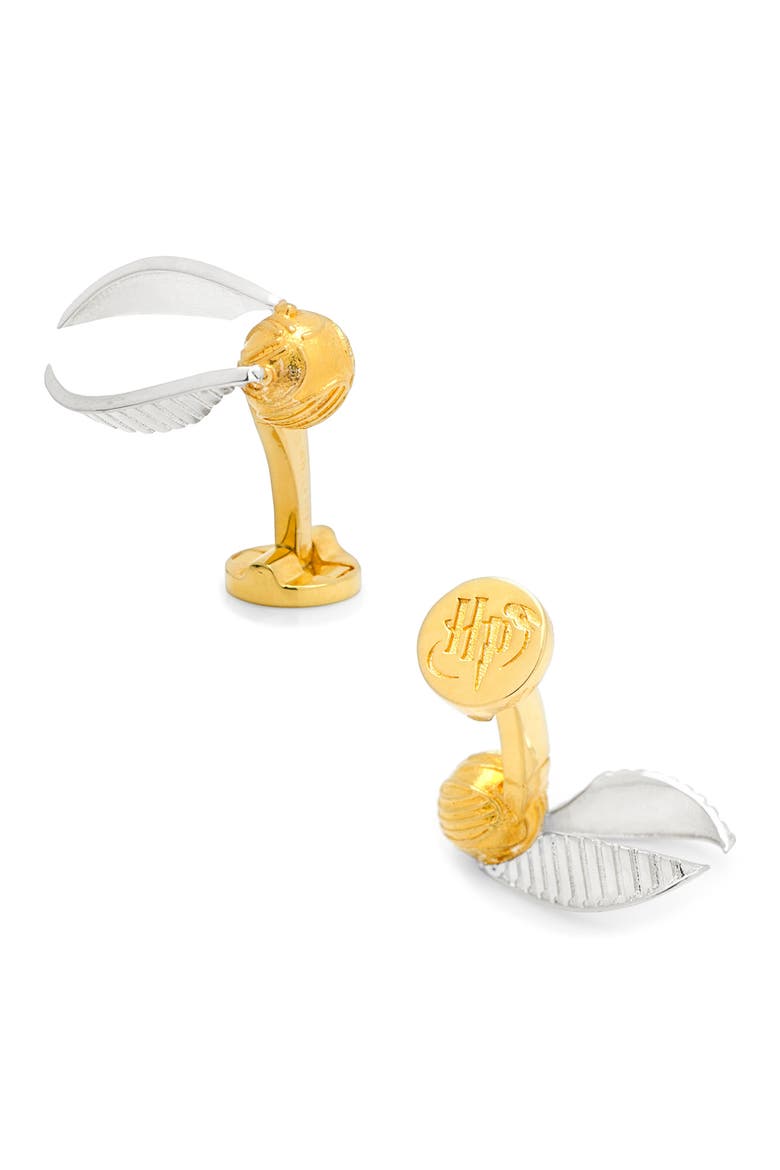 3D Golden Snitch Cuff Links, Alternate, color, GOLD