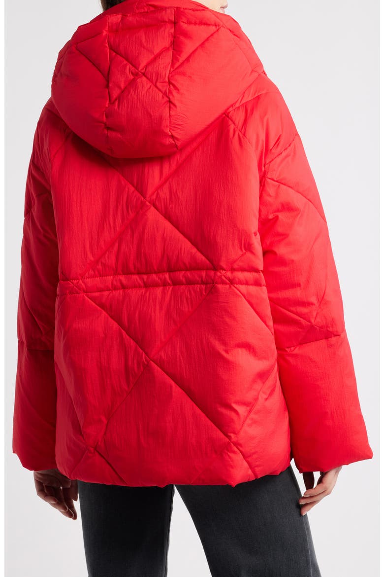 Quilted Water Repellent Hooded Jacket, Alternate, color, RED