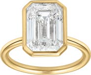 LuvMyJewelry Solaire 14K Gold Emerald Cut Lab Grown Diamond Bezel Solitaire Engagement Ring - 5 Cts