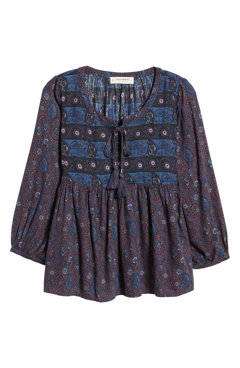 Lucky Brand Paisley Peasant Top, Alternate, color, 