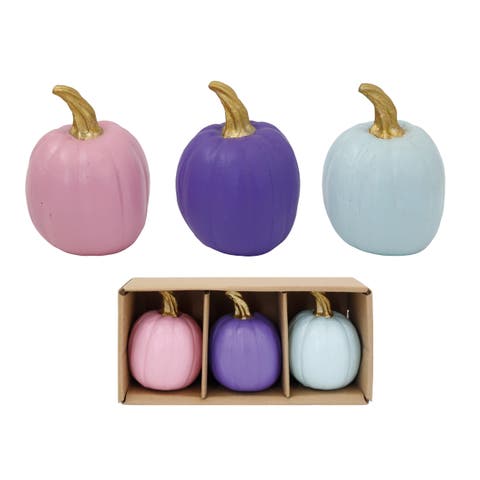 Set of 3 Multicolor Resin Pumpkin Sculptures Decorative Fall Decor