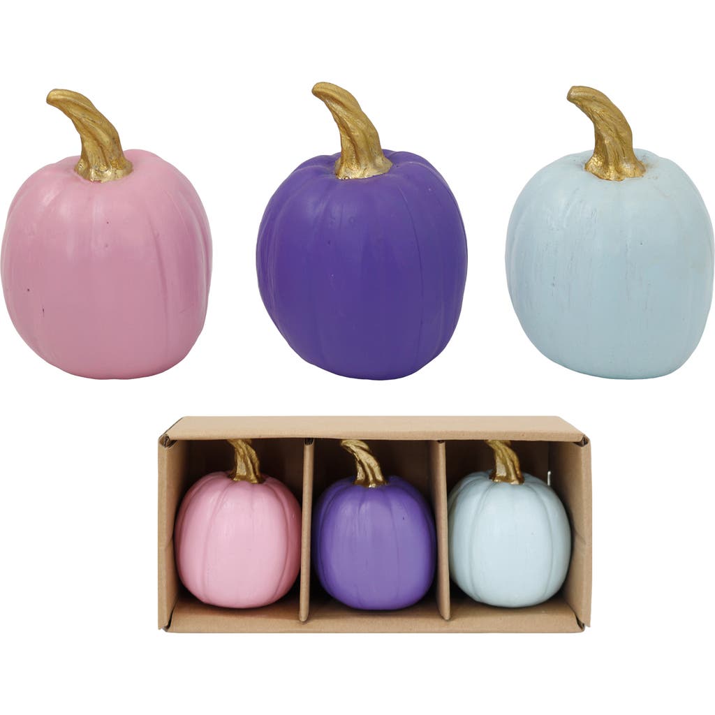 Transpac Set Of 3 Multicolor Resin Pumpkin Sculptures Decorative Fall Decor