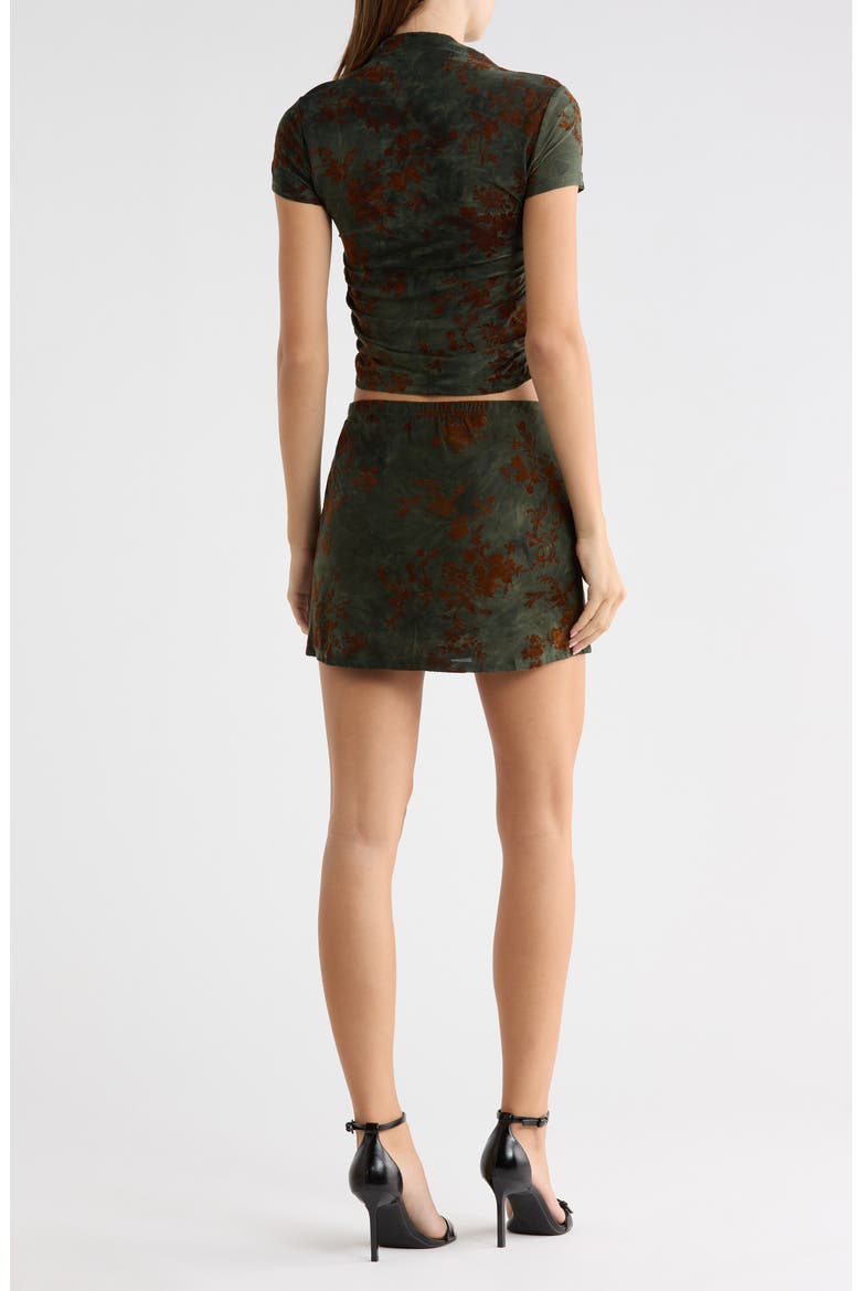 Funnel Neck Top & Mini Skirt Set, Alternate, color, GREEN COMBO