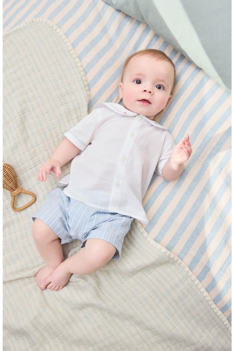 Nautical Button-Up Shirt & Stripe Shorts Set, Alternate, color, BLUE