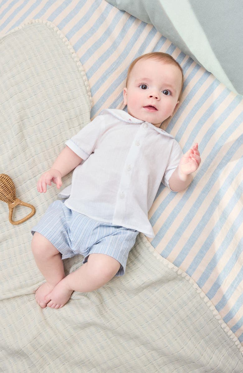 NEXT Nautical Button-Up Shirt & Stripe Shorts Set, Alternate, color, Blue