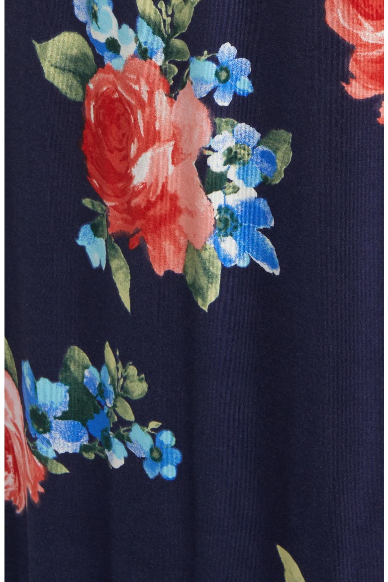 Floral Surplice V-Neck Knit Maxi Dress, Alternate, color, NAVY/ RED
