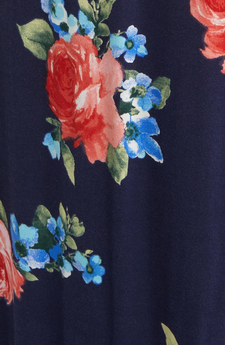 Loveappella Floral Surplice V-Neck Knit Maxi Dress, Alternate, color, Navy/ Red