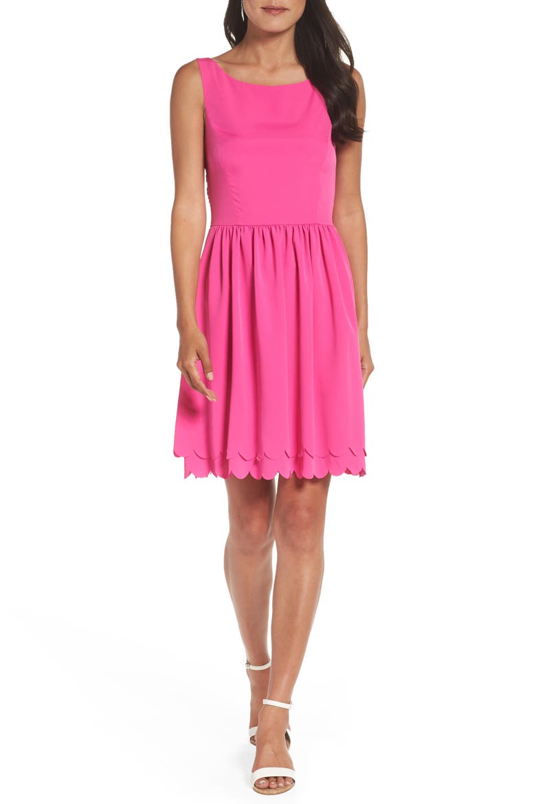 Fit & Flare Dress, Main, color, HOT PINK