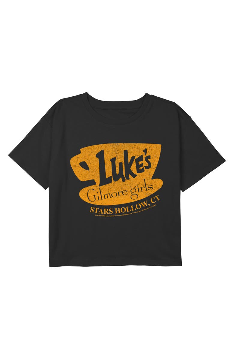 Gilmore Girls Girl's Gilmore Girls Luke's Dinner Distressed Logo Graphic T-Shirt, Main, color, Black