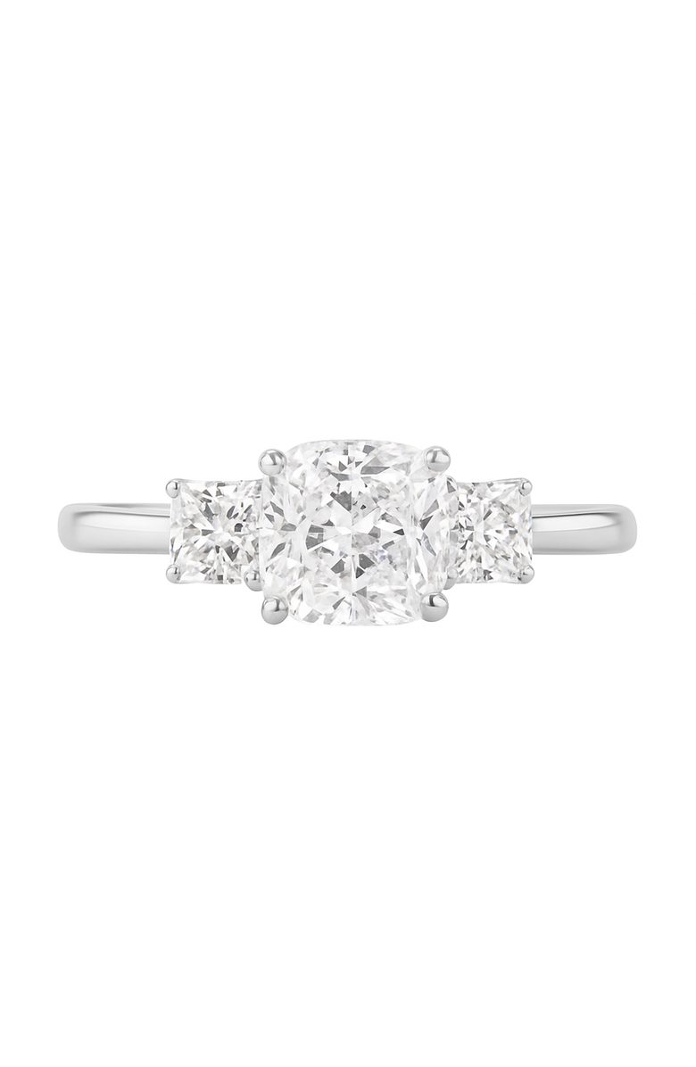 LuvMyJewelry Kahini 14K Gold Cushion Lab Grown Diamond Three Stone Engagement Ring - 2.15 Cts, Alternate, color, 14K White Gold
