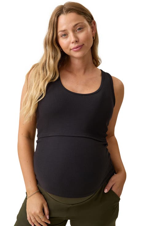 Maternity Ribbed Scoop Neck Nursing Tank