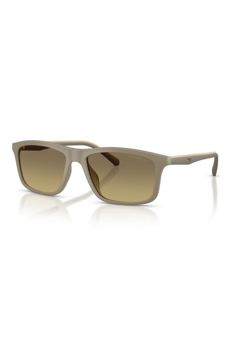 57mm Gradient Pillow Sunglasses, Alternate, color, MATTE BEIGE / BROWN GREY
