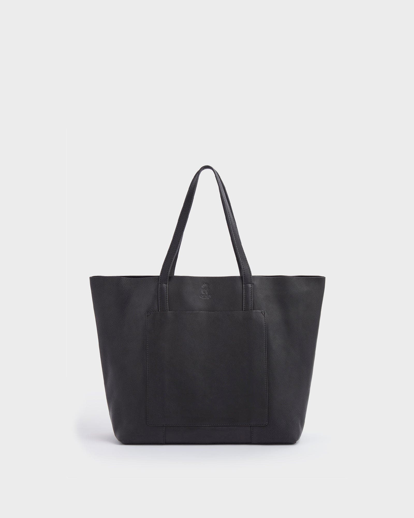 Osprey London The Vintage Santa Fe Leather Tote Bag, Main, color, Black