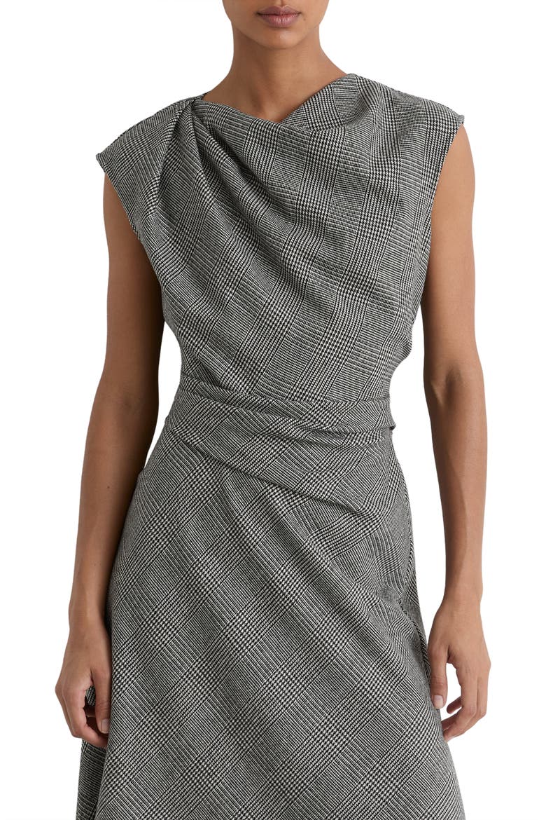 Clara Wool Blend Check Midi Dress, Alternate, color, GREY