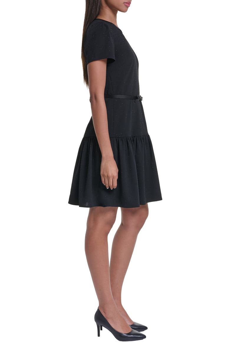Heatset Ruffle Hem Crepe Dress, Alternate, color, BLACK