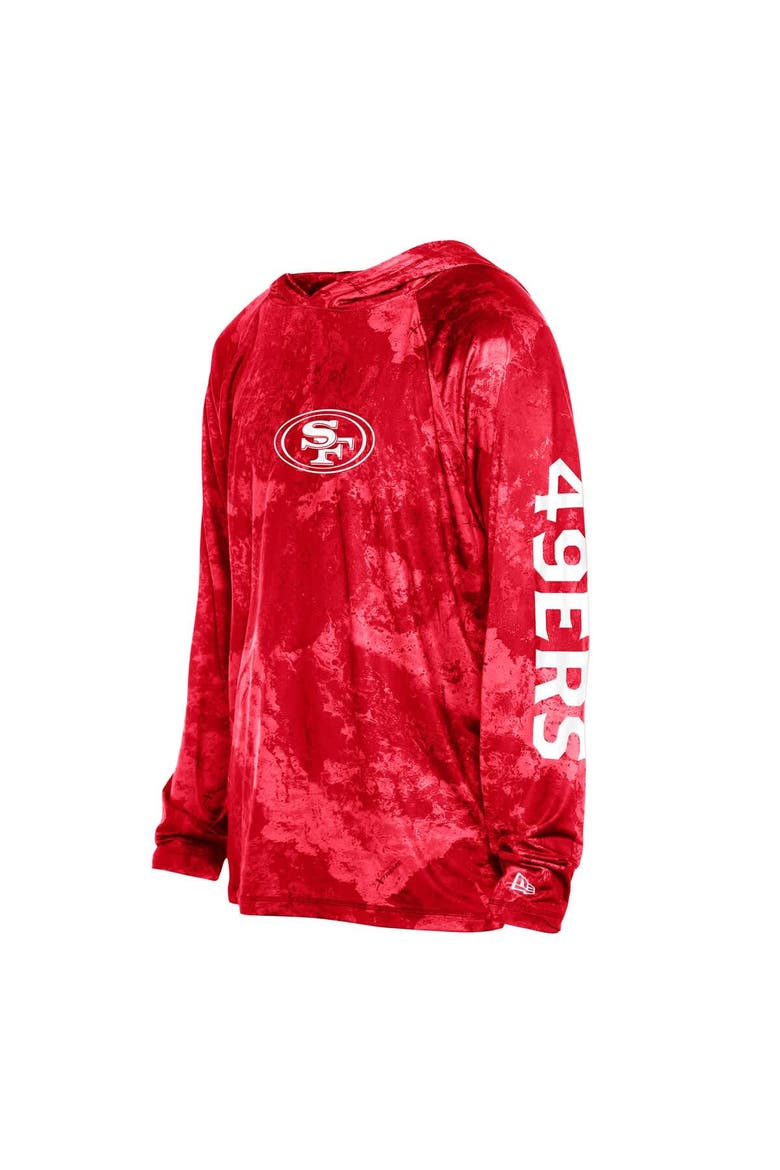 Men's New Era  Red San Francisco 49ers RealTree Xtreme Camo Raglan Long Sleeve Hooded Top, Alternate, color, Red