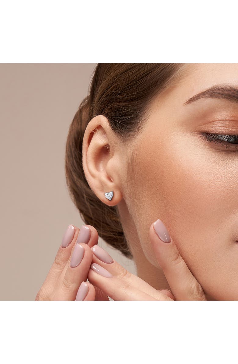 Created Forever Lab-Grown Diamond Heart Stud Earrings, Alternate, color, White