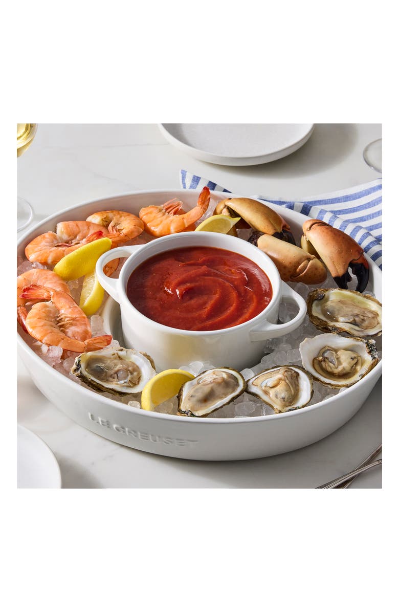 Le Creuset Oval Stoneware Chip & Dip Platter, Alternate, color, White