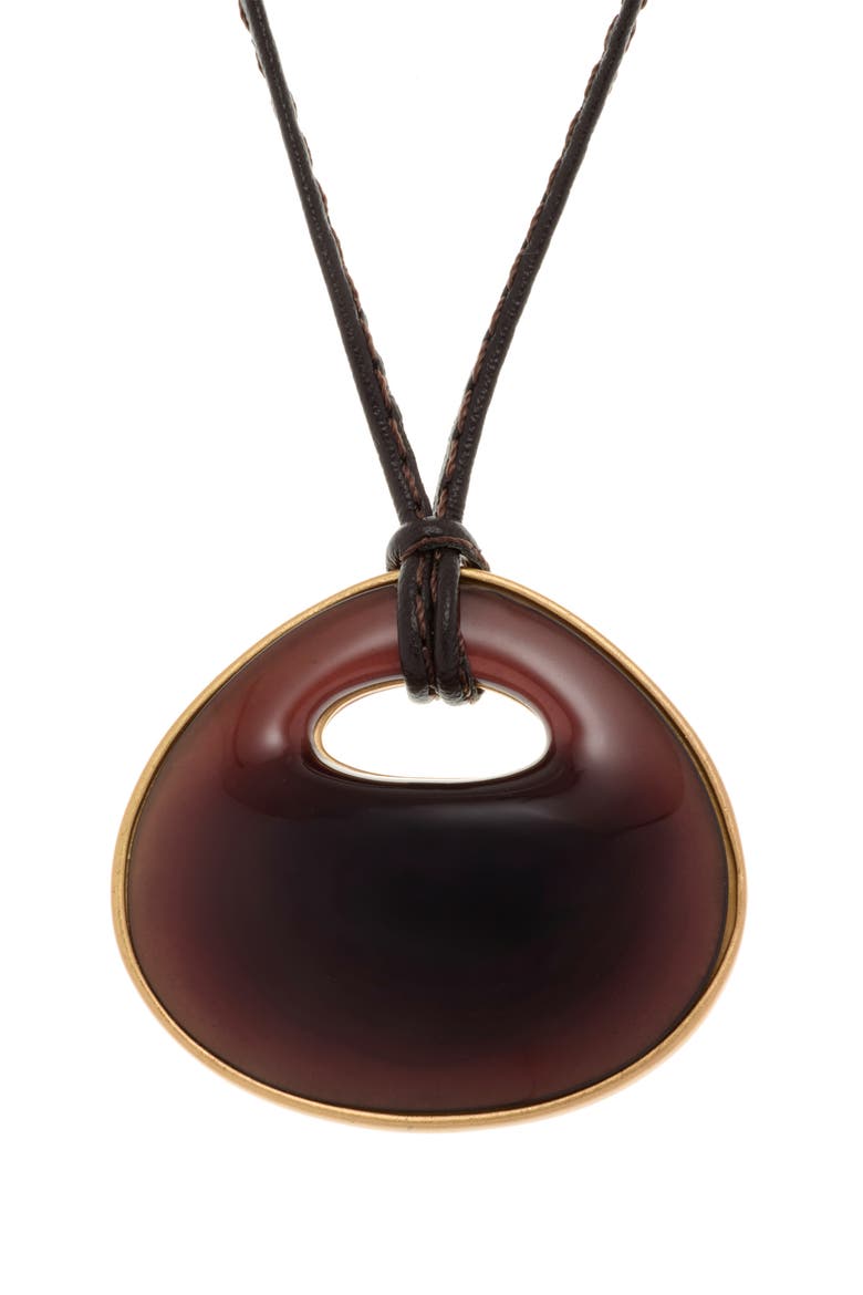 Pippa Leather Cord Pendant Necklace, Alternate, color, GOLD TONE / BURGUNDY