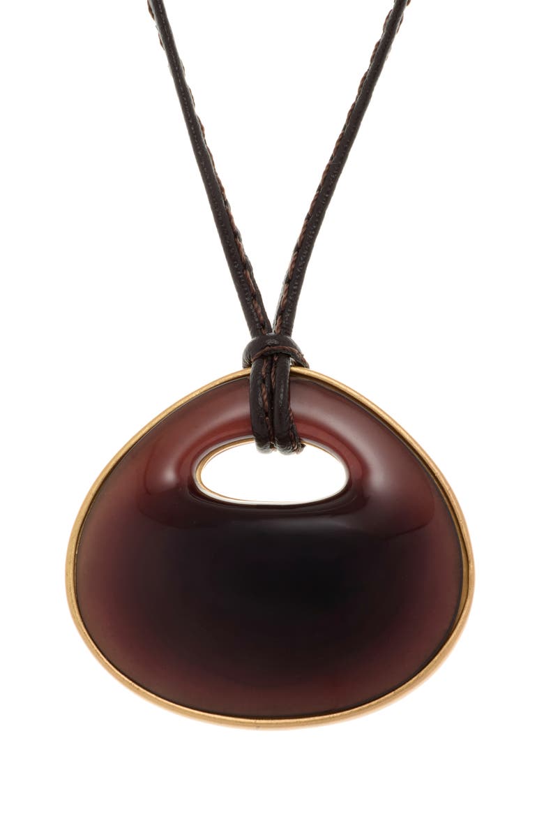 Reiss Pippa Leather Cord Pendant Necklace, Alternate, color, Gold Tone / Burgundy