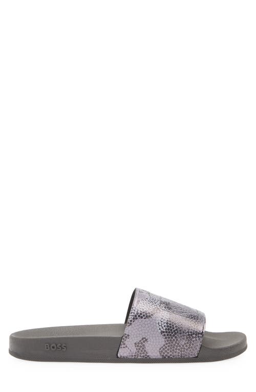 Hugo Boss Boss Nba Bay It Slide Sandal In Open Grey