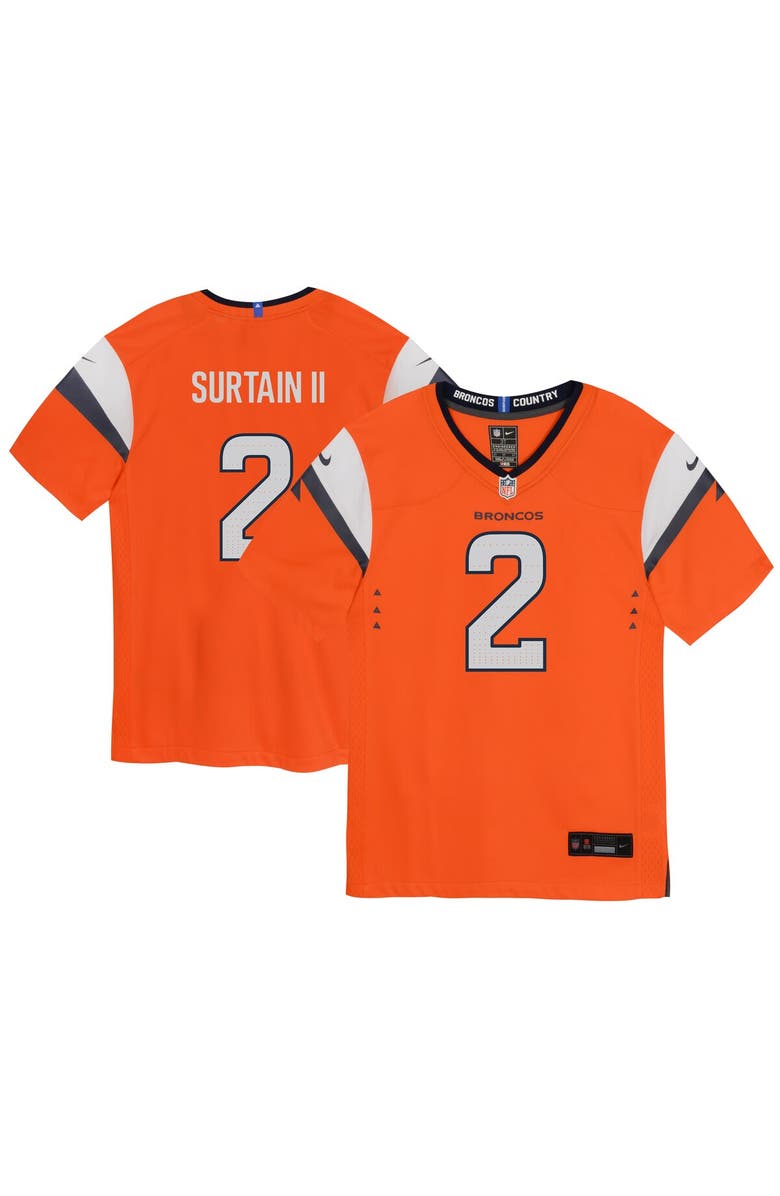 Nike Infant Nike Patrick Surtain II Orange Denver Broncos Mile High Collection Game Jersey, Main, color, Orange