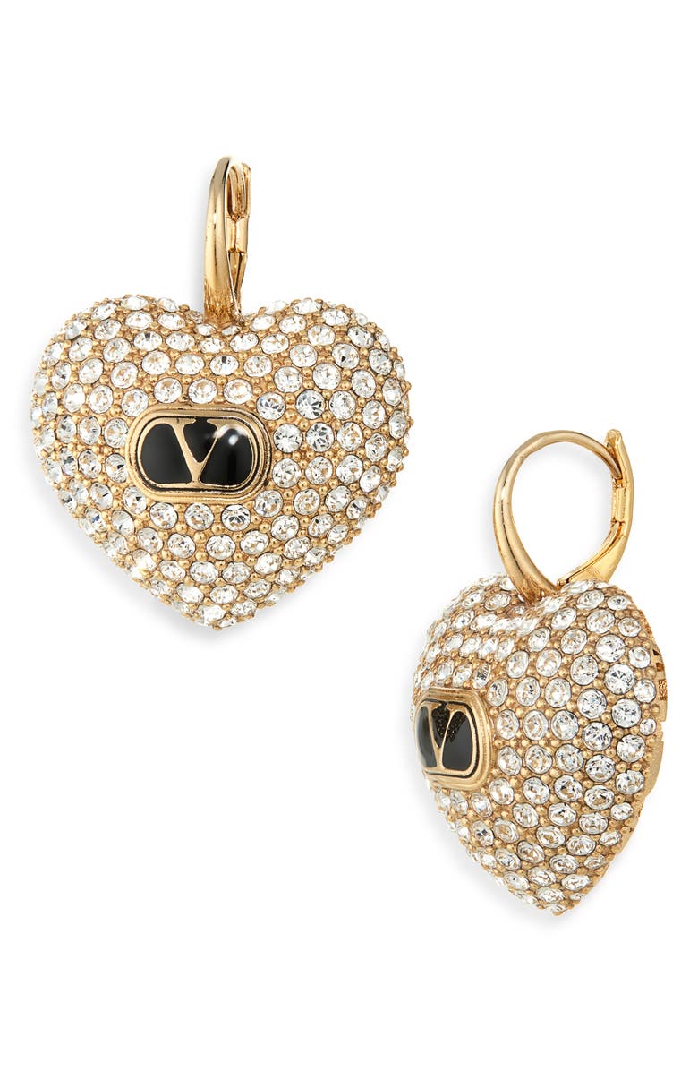 Valentino Garavani Coeur Royal Earrings, Main, color, Nero/ Crystal