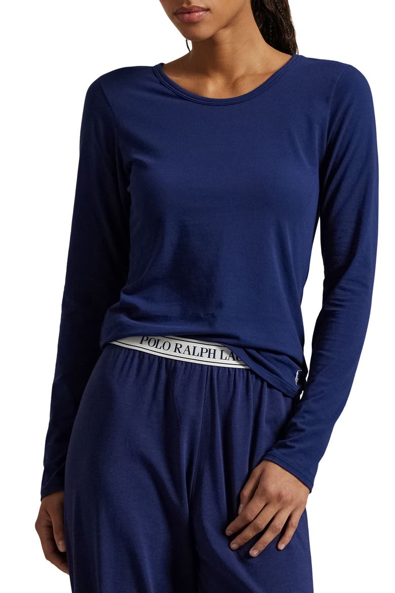 Baselayer Stretch Cotton T-Shirt, Main, color, NAVY