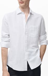 MANGO Classic Fit Linen & Cotton Button-Up Shirt