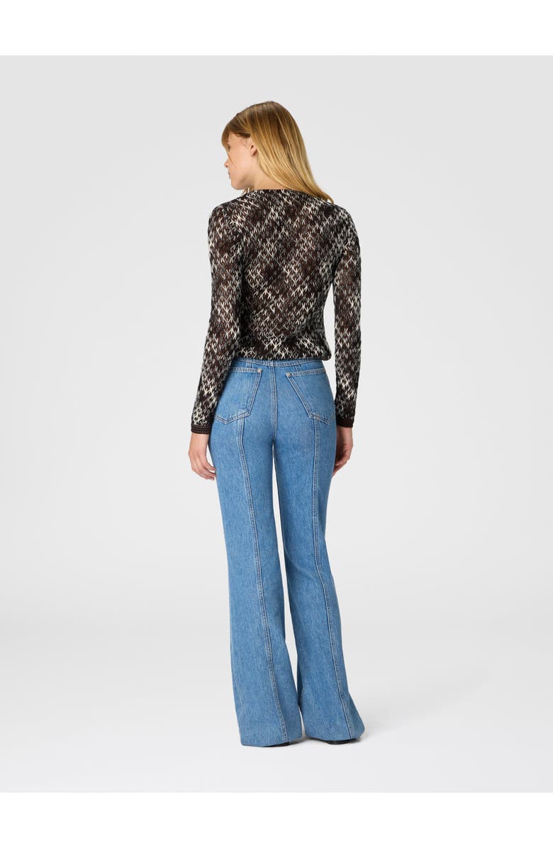 Missoni Slim Crew Neck Cardigan In Flame Lace, Alternate, color, Brown