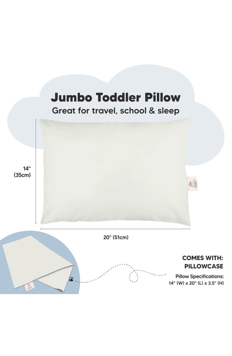 KeaBabies Jumbo Toddler Pillow with Pillowcase, Alternate, color, Pearl Gray