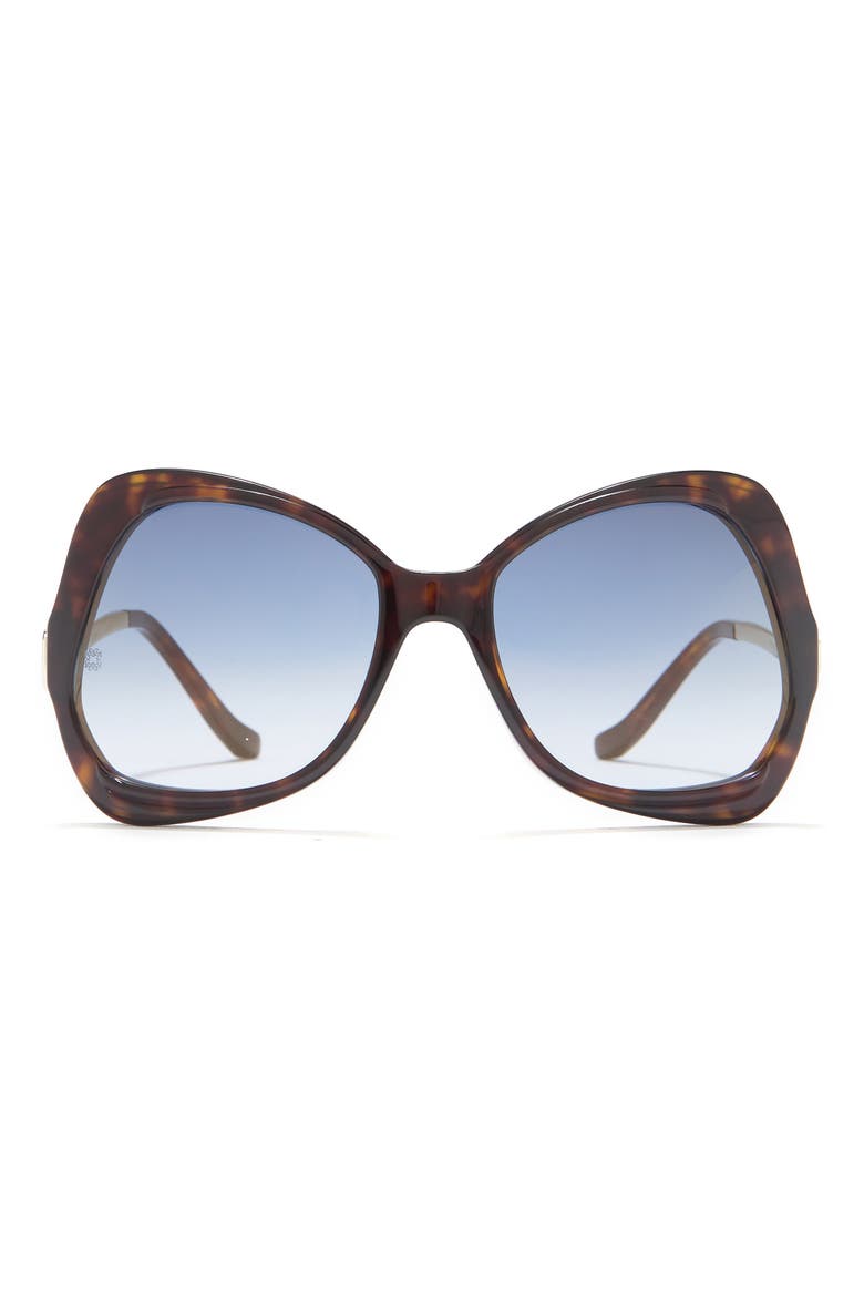 57mm Square Sunglasses, Main, color, DKHAVANA / BLUE MIRROR AP