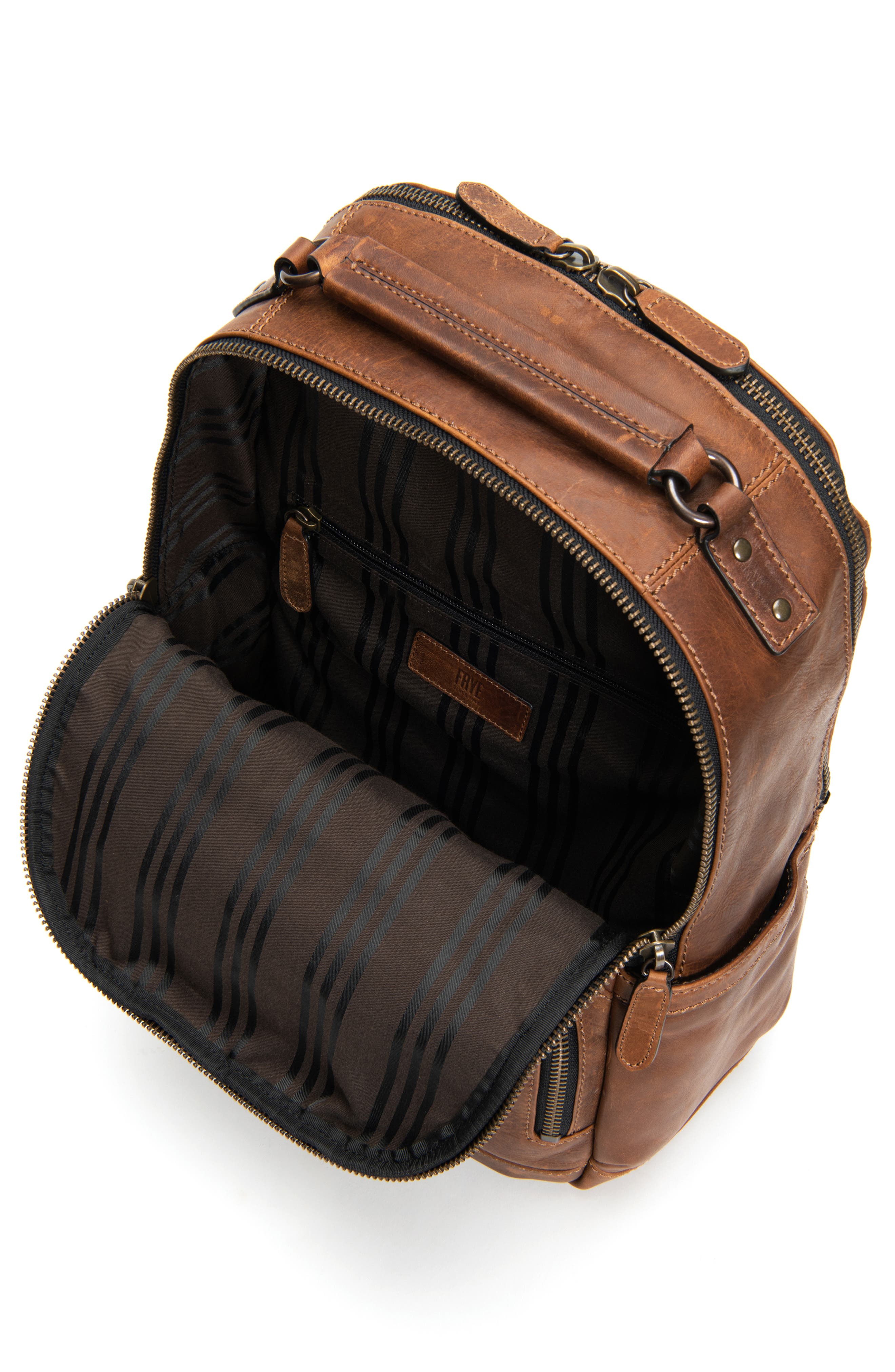 Frye 'Logan' Leather Backpack, Alternate, color, Dark Brown