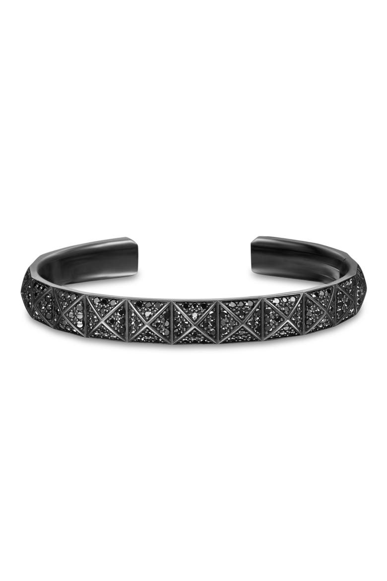 Men's Pyramid Cuff Bracelet in Black Titanium with Black Diamonds, 9.3mm, Alternate, color, BLACK TITANIUM